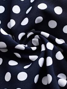 Sweetra Women High Waist A-Line Knee-Length Polka Dot Short Sleeve Dress (Random Cutting)