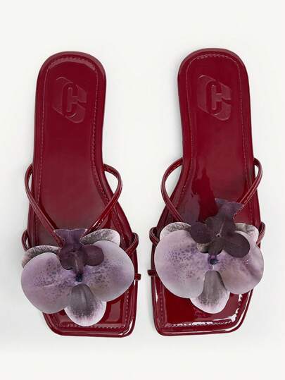 CUCCOO CHICEST Sandalias planas de mujer rojas con hebilla metálica de moda