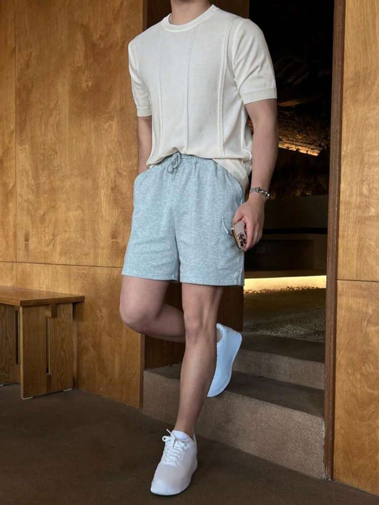 Men's Striped Twist Knit White Sweater, Summer
