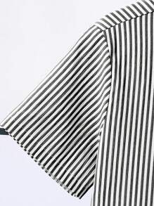 SHEIN 青少年男孩绅士装 - 条纹短袖衬衫和短裤套装