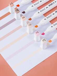 6/12/40pcs/Set Dual-Tip Alcohol-Based Skin Tone Marker Pens For Cartoon Drawing And Art, Soft Tip + Broad Tip, Multicolor Back To School - Multicolor - View 4