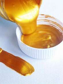 3.38盎司/100毫升金色金属丙烯颜料，防水不褪色，适用于雕像着色、DIY手绘、服装彩绘、涂鸦等。返校季必备，学习用品，经久耐用，易于使用，可作为礼物赠送，用途广泛。 - 金色 - 查看 6