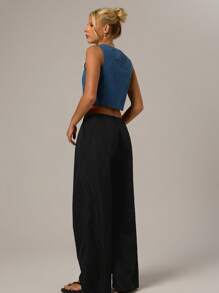 Forever 21 Pantalones anchos/estilo occidental para mujer otoño e invierno, ropa para el Día de San Valentín, ropa de Año Nuevo, pantalones para días festivos, vacaciones, holgados, casual de negocios, para salir, ropa de Navidad para mujer, pantalones, elegante, talla pequeña, color rojo borgoña