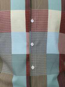 Manfinity Homme 男士夏季休闲撞色格子短袖衬衫 - 彩色 - 查看 8