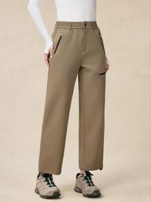 OutZeal Damesbroek met ritsvak, casual outdoorbroek met knopen voor wandelen