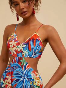 Travachic فستان نسائي ذو فتحة الظهر المتقاطعة واليقة على شكل v ومزين بطبعة استوائية، مناسب للشاطئ والعطلات والربيع والصيف، ملابس شاطئ، عيد الفصح، ملابس شاطئ للمرأة، استراحة ربيعية، ملابس عطلات نسائية، ملابس حفلات موسيقى، ملابس للرقصات والاحتفالات، طراز بوهو، ملابس موسم المهرجانات، ملابس عطلات المناطق الاستوائية