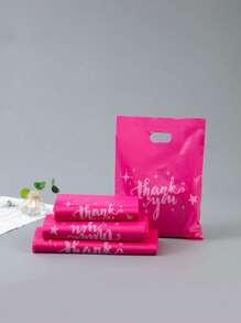 50pcs Rose Thank You Gift Bags, Plastic Bags For Small Business, Shopping Bags, Ideal For Festival, Birthday, Party Favors, Wedding Gift Packaging, Suitable For Gifts, Parties, Shops, Boutiques, Etc.