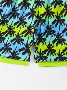Teen Boys Tropical Beach Plants Print Swimsuit Set,Neon Beachwear - Multicolor - View 4
