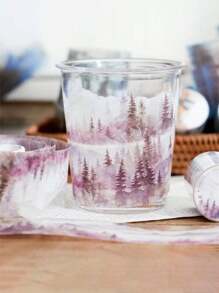 1Roll Tape, Natural Healing Series, Exquisite Natural Scenery Ink Continuous Mountains And Rivers Theme Tape Stickers, PET Waterproof Material, Scrapbook Supplies, Decorative Notebook Photo Frames, Mobile Phone Cases, Water Cups, Garbage Magazines, Stationery Boxes, DIY Personalized Collage Back To School