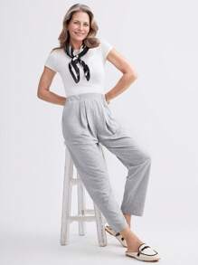 Miaspire Pantalón lápiz casual con elástico en la cintura y estampado floral, para primavera/verano