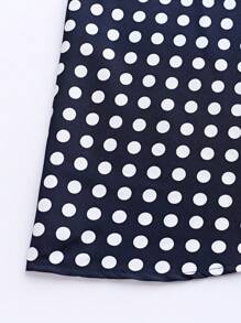 Sweetra Women High Waist A-Line Knee-Length Polka Dot Short Sleeve Dress (Random Cutting)