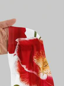 Aloruh 女士休闲花卉印花裹身 V 领连衣裙，适合度假