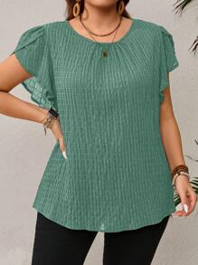 EMERY ROSE Blusa con manga abullonada y estampado floral azul para mujeres de tallas grandes, para la temporada de principios de primavera - verde menta - Ver 5