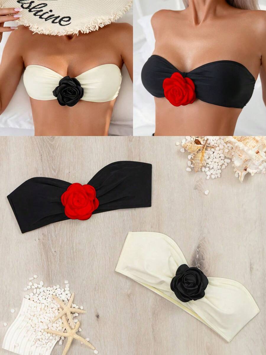 SHEIN Swim 2pcs Beach Summer For Women Including Swimwear Top - Multicolor - View 1