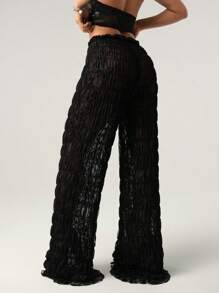 SHEIN ICON Women's Straight Lace See Through Elastic Waist Loose Pants