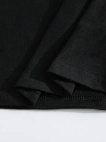 青少年女孩可爱水豚卡通印花圆领短袖黑色T恤 - 黑色 - 查看 5