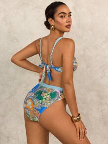 SHEIN Swim Paisley Print Bikini Set For Beach Vacation For Summer - Multicolor - View 2