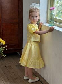 SHEIN LMoss Kids Conjuntos para niñas jóvenes LMoss