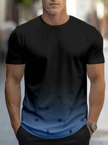 Manfinity Homme Men's Casual Vacation Ombre Coconut Tree Print T-Shirt