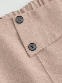 SHEIN Clasi 欧美风格简约纽扣闭合女士西装裤，极简时尚适合夏季