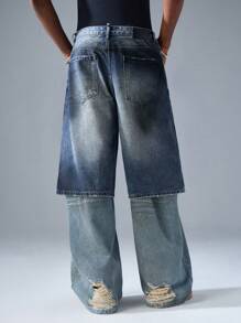 NEON BLANC Pantalones cortos de mezclilla azul tejidos de uso urbano para hombres