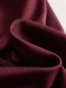 SHEIN ICON 1 件 2 合 1 女士短款上衣，带金属环和网眼拼接三角杯饰边 - 酒紅色 - 查看 3