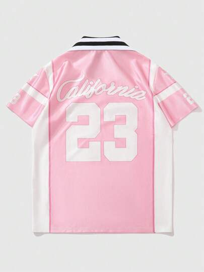 Street Life Chemise polo pour hommes avec imprimé numérique et patchwork de couleurs contrastées, convient pour un port quotidien, printemps/été