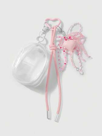Kawaii 1 Stück stilvoller & süßer mehrschichtiger Schleife Acryl Herz Perlen, kristalline imitierte Perle handgemachtes Ornament, geeignet für Frauen & Mädchen, vielseitiges Accessoire, DIY Dekoration, Urlaubsgeschenk