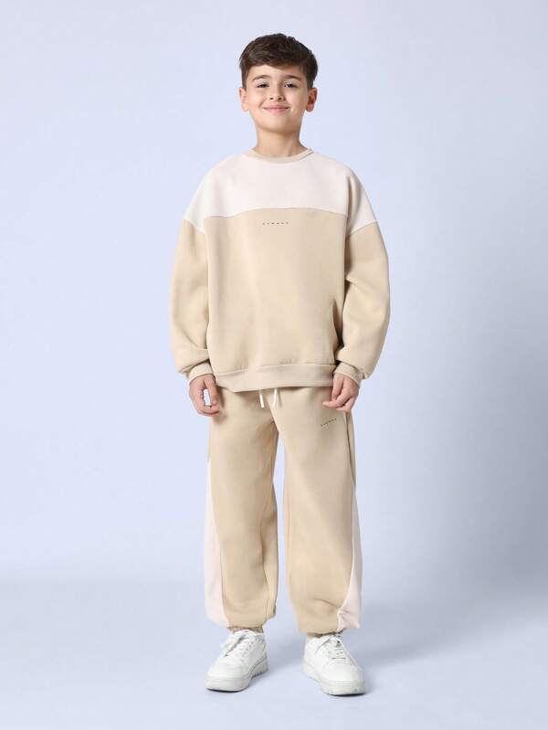 SUMWON Conjunto de dos piezas de ocio atlético juvenil - Chándal de calidad con sudadera y pantalón de chándal para usar en otoño e invierno, ropa casual de uso diario y cómoda para deportes