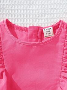 SHEIN Babygirl Sweet Orange Ruffle Hem Summer Vacation Dress - Hot Pink - View 7