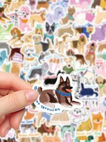 100 件可爱卡通手绘风格狗贴纸，适用于笔记本、笔记本电脑、水瓶等的防水装饰贴花。返校