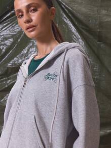 Musera Sport Áo hoodie dáng rộng có khóa kéo, thích hợp cho thể thao, hoạt động thể thao, tập luyện, lễ Phục sinh, thường ngày. - Xám - Xem 5