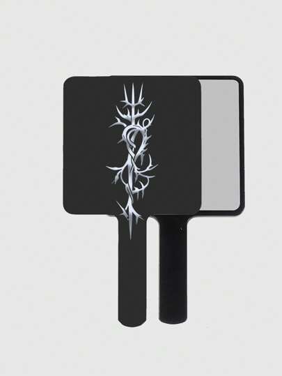 Grunge Punk 1pc Gothic Thorn Pattern High Definition Handheld Makeup Mirror, Luxury Convenient Makeup Pocket Mirror Suitable For Home, Travel, Outdoor Use (Pattern Placement Random), Halloween