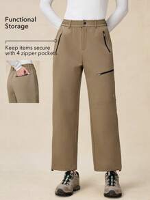 OutZeal Damesbroek met ritsvak, casual outdoorbroek met knopen voor wandelen