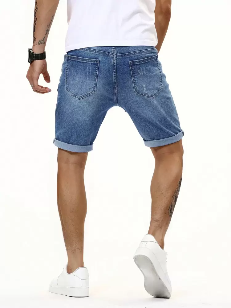 Men Cat Whiskers Washed Denim Shorts Plain Work Denim Jorts Navy Blue Denim Shorts, For Husband, Boyfriend Gifts Going Out Hang Out Work College Urban