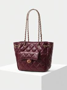 MOTF PREMIUM 索环孔眼 PU 皮革单肩包 - 酒紅色 - 查看 3