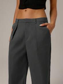 Forever 21 Fall&Winter Women Black Straight Leg /Low Rise/Fitted/Y2k Clothes/New Years/Summer Women Clothes/Business Casual Woman/Vacation/Holiday/Basic/Going Out/ Pants - Grey - View 7
