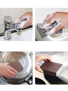 2/4pcs Magic Sponge Eraser Carborundum Removing Rust Cleaning Brush Descaling Clean Rub,Kitchen,Bathroom,Home,Household Suppliers