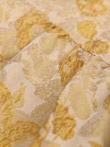 Aveloria Rosie Elegant Vintage Jacquard Jacquard Slip Dress With Oversized A-Line, Patchwork Design For Women, Mid-Length Boho Vacation Fashionable Style All Over Print Floral PRINT For Summer