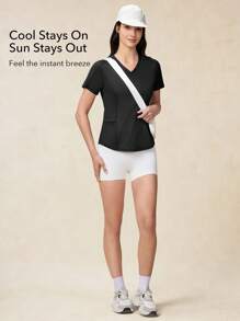 OutZeal SunProof UPF50+ Cooling Sun Protection V Neck Pocket Tee Women Workout Top