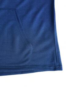 Manfinity Homme 2pcs/Set Men's Casual Solid Color Drawstring Hooded Short Sleeve T-Shirt And Shorts Men 2 Pieces Sets - Royal Blue - View 3