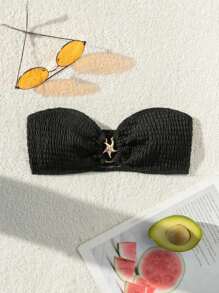 SHEIN Swim Solid Color Strapless Swimwear Top For Summer Beach Vacation