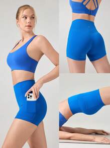 GLOWMODE 4.3" FeatherFit™ Anti-Slip Pocket Bike Shorts Non Front Seam Low Impact Cycling Running Gym Workout Summer