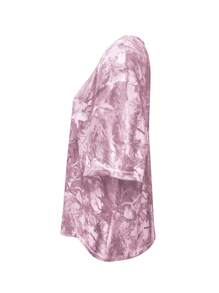 INAWLY Plus Size Casual Camouflage Print Short Sleeve T-Shirt, Summer - Pink - View 4