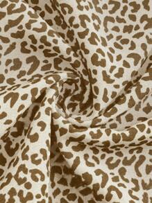 Flirla Plus Size Women Leopard Print Side Drawstring Waist Fashionable Skirt - Apricot - View 5