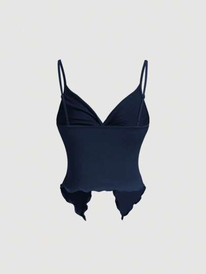 SHEIN MOD Damen Top mit Twistoptik und Criss-Cross-Träger, süße Tops, navy Trägerhemd