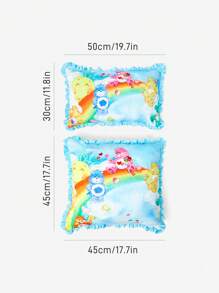 SHEIN X Care Bears 1PC Cute Rainbow & Bear Pattern Soft And Comfortable Ruffle Pillowcase, Gift - Baby Blue - View 3