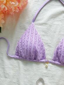 SHEIN Swim Springbreak Minimalist Fashion Swimwear Top, Suitable For Summer - Mauve Purple - View 4