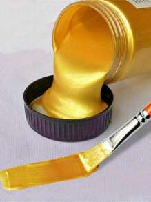 3.38盎司/100毫升金色金属丙烯颜料，防水不褪色，适用于雕像着色、DIY手绘、服装彩绘、涂鸦等。返校季必备，学习用品，经久耐用，易于使用，可作为礼物赠送，用途广泛。 - 金色 - 查看 5