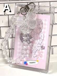 1 chiếc Giá đỡ ảnh thiết kế hình bướm pha lê có tay áo bảo vệ đựng thẻ để treo thẻ tín dụng, thẻ căn cước, thẻ ngân hàng, thẻ đi lại - Trong sáng - Xem 4